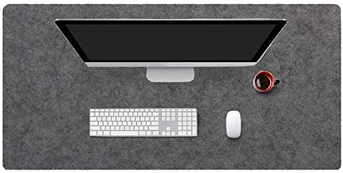 Schreibtischunterlage für Büro, 5 mm dick, Filz, Schreibtischunterlage für Maus und Tastatur, Laptop, Tischunterlage mit abgerundeten Kanten, Tischschutz für Büro und Zuhause (90 x 45 cm, dunkelgrau)