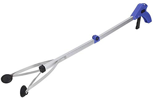 Raccoglitore di immondizia Estensione Strumento di afferraggio Pieghevole Trash Grabber Raccoglitore di rifiuti Raccogli Spazzatura Strumento Manuale per Raccolta rifiuti da Giardino(Manico Blu)