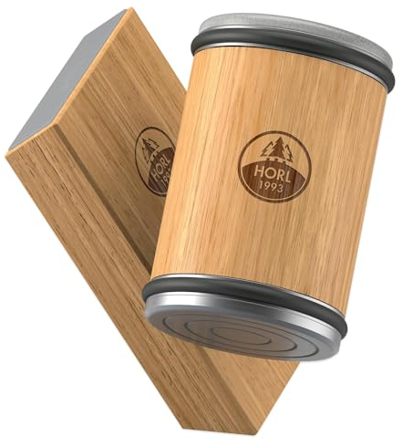 HORL 2 Aiguiseur Roulants chêne pour les couteaux de cuisine avec un tranchant rasoir, fabriqué en Allemagne – Kit d’aiguisage facile à utiliser – Aiguiseur rotatifs pour les couteaux