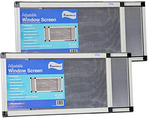 Fenestrelle Expandable Window Screen - Horizontal (25cm H x 48cm-91cm W), Pack of 2 Small Screens. Keeps Out Bugs. Perfect Replacement Screen for Windows. Insect, Mosquito, Fly Screens for Windows