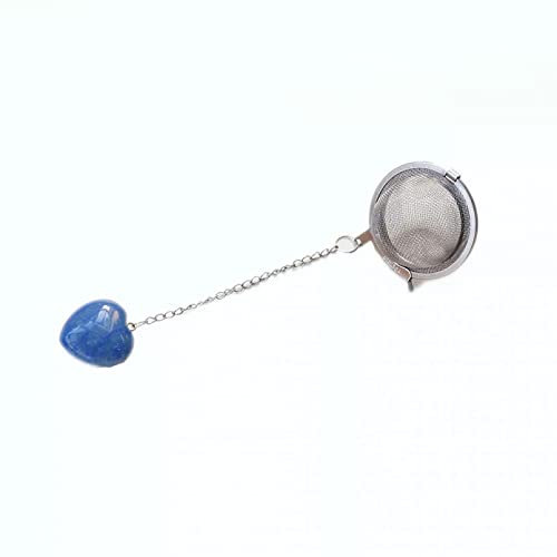WSLWJH Filtre À Thé Artisanat En Pierre De Cristal Naturel Love Pendentif En Forme De Coeur Machine À Thé En Acier Inoxydable 304 Filtre À Thé Boule D'Assaisonnement