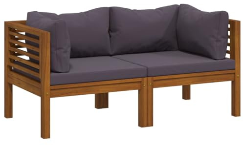 vidaXL Akazienholz Massiv Gartensofa 2-Sitzer mit Kissen Ecksofa Sofa Lounge Gartenset Garten Garnitur Sitzgruppe Sitzgarnitur Gartenmöbel