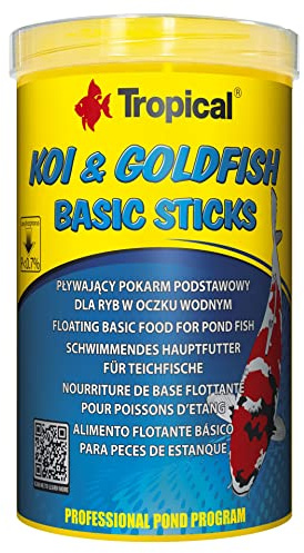 KOI&GOLDFISH BASIC STICKS 1000ml / 80g - alimento completo e galleggiante per koi, pesci rossi e altre carpe ornamentali allevate in laghetti