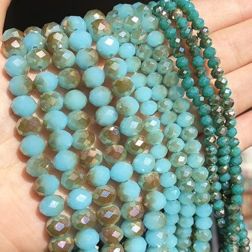 Facettierte AB-Kristallperlen aus klarem Glas, lose Perlen für die Schmuckherstellung, DIY-Armbänder, Halskettenstränge, 4/6/8/10/12/14 mm, hellblau, 4 mm (140-150 Stück)