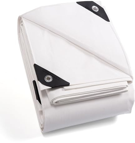 GUARD SHIELD Abdeckplane mit Ösen Wasserdicht 2m x 3m Weiß Plane Gewebeplane 160g/㎡ Schutzplane Allzweckplane, Reißfest, UV-stabilisiert, Schimmelresistent