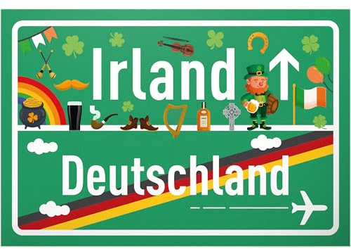 DankeDir! Irland Deutschland Ortsschild - Schild 30 x 20 cm - Geschenk Idee Gutschein Reise Urlaub Reisegutschein Männer & Frauen Geldgeschenk Abschiedskarte Geschenkidee Deko Karte