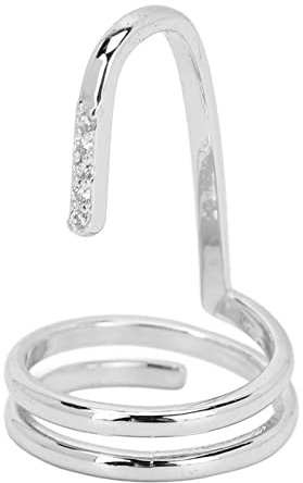 Nagel-Ring, Diamant-Nagel-Ring, dekorativer Nagel-Ring-Art- und Weisefingerspitzen-Schmuck-Nagel-Kunst-Ring-Frauen tragen Nagel-Zusätze(Silber-)