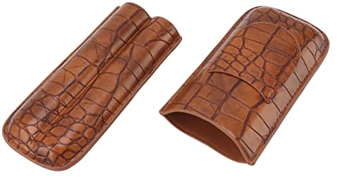 Fdit 2-teiliges Set Zigarrenetui Zedernholz Gefüttertes Zigarrenetui Tragbarer Reisehumidor für Zigarren Zigarrenetui aus Leder Zigarrenzubehör für Golfwagen und Golftasche
