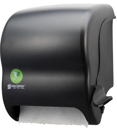 San Jamar Ecologic Element Papierhandtuchspender aus recyceltem Kunststoff, manueller Handtuchspender, wandmontierter Spender ohne Abfall für Zuhause und Geschäft, 20,3 cm Rollen, Schwarz