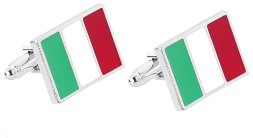 Dsnyu Manschettenknöpfe für Herren Silber, Cufflinks Men Italien-Flagge Hochzeit Schmuck für Hemd mit Geschenkbox