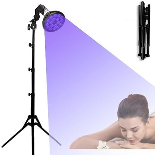 XLTEAM Lampe De Bronzage, Lampe De Bronzage Domestique 54 W, 18 Lampes De Bronzage LED pour Solarium, avec Masque pour Les Yeux Et Trépied, Hauteur Réglable, pour Bronzage du Visage Et du Corps