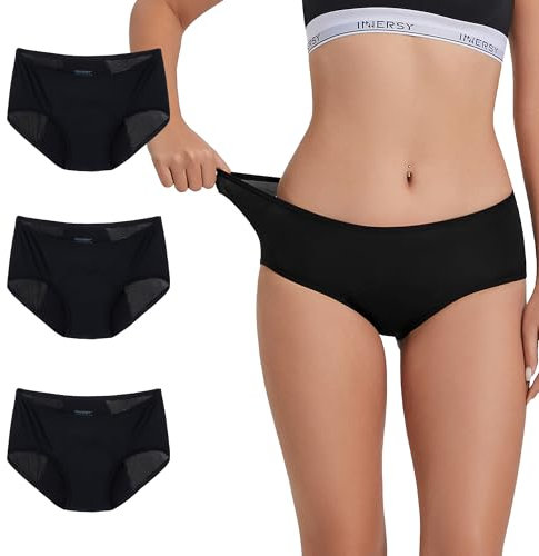 INNERSY Menstruationsunterwäsche Schwarz Perioden Unterschwäsche Menstruation Periodenslip 3 Pack (XXL, 3 Schwarz)