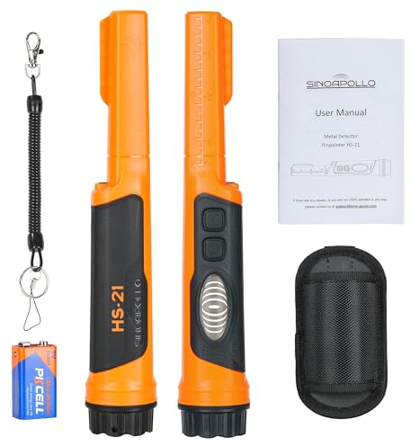 SinoApollo Pinpointer Metalldetektor Klein, Unterwasser Metallsuchgerät mit Störungsunterdrückung, für Erwachsene und Kinder, 3 Modi (Vibration, LCD, Ton), LED Licht, Alkalibatterie