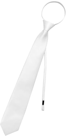 Vsadsau Seidige Herren-Krawatte, mit Reißverschluss, einfach zu tragen, solide, vorgebundenes Einstecktuch-Set, Weiß, L-9403, Einheitsgröße