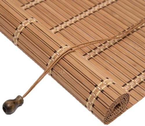 Bamboo Blinds for Windows, home Bamboo Shades, Indoor Roll Up Window Blind, Kitchen Patio sun shade, Cordless Custom Size(Color:White)