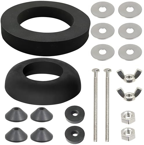 Kit de joint de chasse d'eau en acier inoxydable, pièces de robinet de salle de bain, kit de joint de réservoir de toilette 100 mm M6 boulon traversant un dôme en caoutchouc de 3,8 cm, ensemble de
