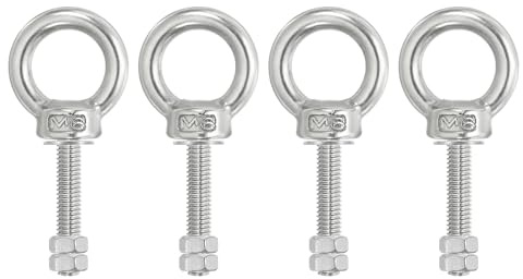 PATIKIL Bulloni ad Occhiello Golfari, 4pz M6x40 Bulloni Spallamento Sollevamento in Acciaio Inossidabile 304 Vite Filettata Anello Spalla con Doppi Dadi Fissi per Sollevamento Sospeso