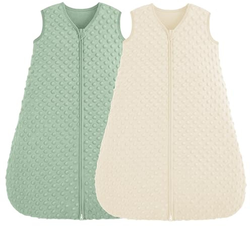 FIEMOL Baby sovsäck 12-18 månader, 2-pack baby bärbar filt beige och grön-1,5 Tog, Beige & grön-1,5 Tog, 12-18 Månader