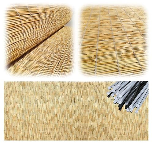 Balkon Sichtschutz Sichtschutzmatte für Gartenzaun und Terrasse Schilf Schutz Schilfrohrmattenzaun Schilfmatten Sichtschutz Wind und Wetterfest Dekoration und Privatsphäre(B1,1.3x3.0 m 4.3x9.8 ft)