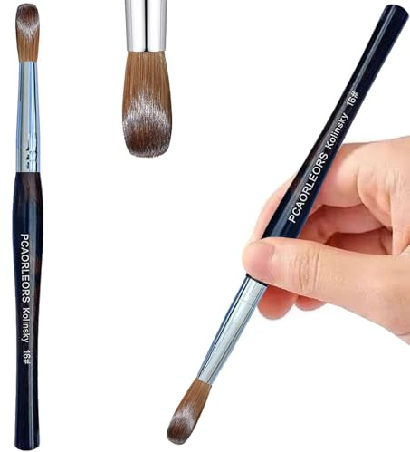 PCAORLEORS Kolinsky Acryl Nagelbürste mit Ebenholzgriff und 100% Kolinsky Zobelhaar, Gelbürste für Acrylkraft und Nagelverlängerung (Größe 14)