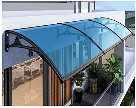 Tenda da sole per finestra del patio, tettoia per porta esterna grondaia protezione in lamiera cava in policarbonato resistente alla pioggia per ingresso domestico, personalizzabile (Color : Clear, S
