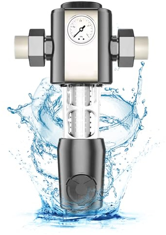 Préfiltre à Eau Rotatif 6.0T/h Filtre à Sédiments de 40 μm pour les Systèmes de Filtration d’Eau dans Toute la Maison avec Jauge de Pression d’Eau en Temps Réel (JQD-007)