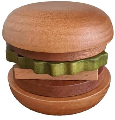 Plato de madera para hamburguesa, 6 unidades, tapete de té de madera para manualidades, tapete multifuncional de madera maciza, divertido posavasos de hamburguesa para bebidas, posavasos para mesa,