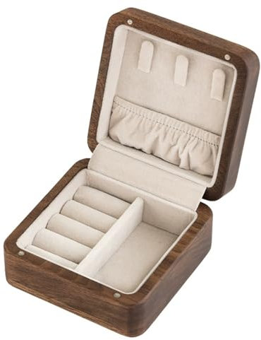 Eladcncmc Reise Halsketten Aufbewahrungsbox Elegante Schmuckschatulle Halsketten Holzstruktur Geeignet Für Halskette Ohrringe Schmuck