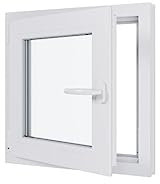 Finestra in PVC, con triplo vetro, tirante sinistro, bianco, 600 x 600 mm