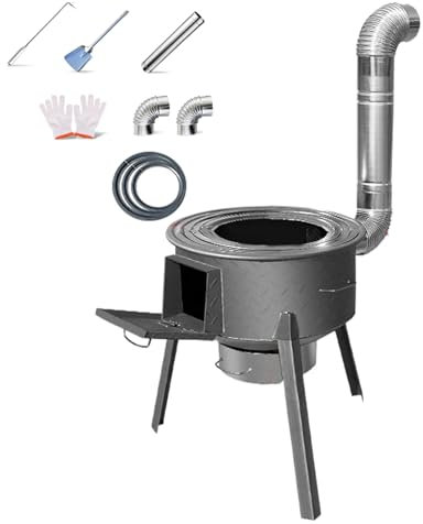 Abnehmbarer kleiner Holzofen for Zuhause mit verstellbarem Rand, Picknick-Holzofen for den Außenbereich, verbrühungsbeständiger Griff, Holzofen for Kochen for Picknick-Herd im Freien(58cm/22.8in)