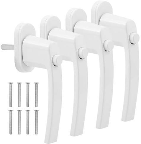 KBIBCK 4 PCS Manilla Puerta Aluminio, Maneta Puerta Aluminio con pulsador, Manilla Ventana Aluminio, Seguridad para niños, Pasador 35 mm, para Ventanas, Puertas de Patio y Puertas de balcón