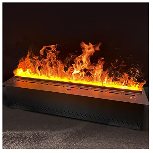 RKVXCJHDR Fireplace 47/59 Inches Fireplace Wall Mounted Silence Electric Fireplace Lifelike Flame Effect with Remote, Metal Panel, Automatically Add Water，Black Indoor Fireplace(150cm)