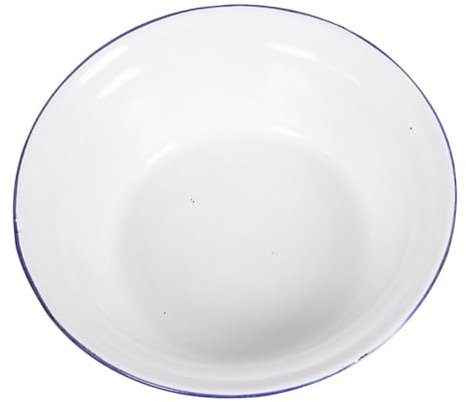 LIGIGWASH Vintage Enamel Deep Round Pie Plate 22cm Non-Toxic Oven-Safe Cooking Basin for Baking Roasting and Mixing Suitable for Home and Camping