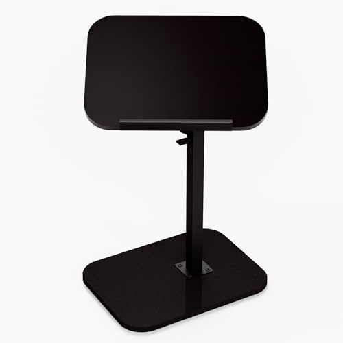 PzewMo Foldable End Table,17-31 Adjustable Height,Swivel and Turnable Desktop,TV Tray,Side Table for Small Spaces (Black, 15.7 x 11.8)