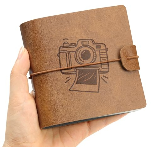 50 Pockets Instax Mini Album, Polaroid Photo Album, 2 x 3 Inch, compatible with Fujifilm Instax Mini 9 / Mini 8 / Mini 90, for Polaroid Snap/Z2300/, Brown, HOMEMARS Small Photo Album, Unique Design