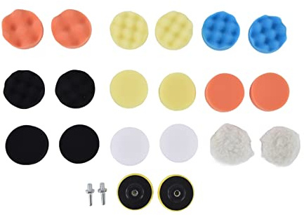 Buffing Pads Drill Polishing Kit 22st Abs Sponge Car Polisher Pads Kit för vaxningslipning Tätningsglasyr 3in mjuk slitbar tvättbar återanvändbar självhäftande design
