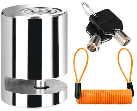 Candado de disco de freno con cable de recordatorio para protección antirrobo, extensible hasta 150 cm, naranja (reutilizable)