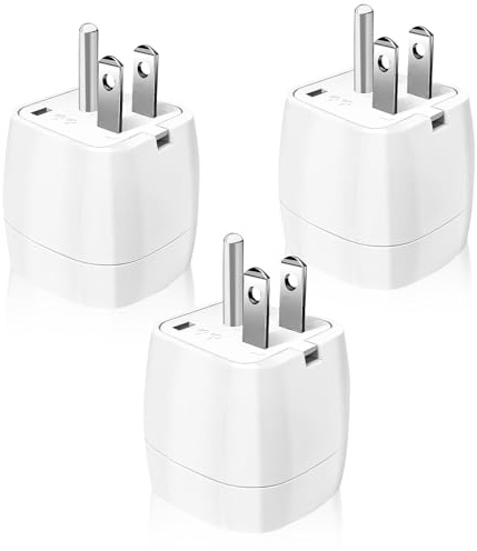 3 Pièces Adaptateur Prise USA, Adaptateur Prise France vers USA vers USA/Canada/Mexique, Adaptateur Type B, Adaptateur Voyage 2 Broches vers 3 Broches