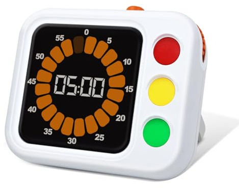 PHILORN Visueller Timer für Kinder Digital,60-Min Countdown und Einstellbare Lautstärke und Helligkeit, Kurzzeitmesser für Küche Kochen Backen Schule Fitness Lernen