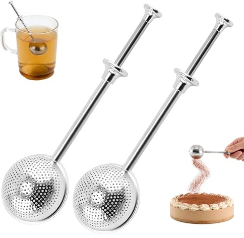 2 Stück Teesieb,Teesieb Für Losen Tee,Tee Sieb,Teezange,Tea Infuser,Teaballs Mit Teleskopgriff,Matcha Teeei Teefilter Teezange,Teeballs Für Zucker,Mehl,Gewürze,Kakaopulver
