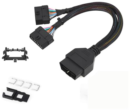 REARMASTER® Harness kit OBD Y Splitter Cable for Audi&Volkswagen& Skoda&SEAT&Cupra OBD2 Port,1 Male To 2 Female Extension for GPS Tracker and Automotive Diagnostic Devices