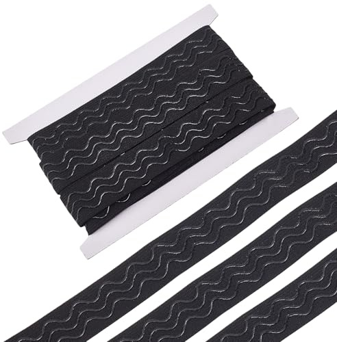 letsinstyle Cinta de Agarre Elástica de Silicona 5 Yarda, Banda Elástica Antideslizante de 0.98 Pulgada, Cinta Elástica de Goma de Tela Plana Negra para Vestidos de Novia