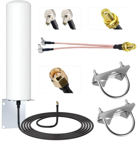 Pixelure 10-12dBi 4G LTE Antenne Long Range Außenantenne High Gain Kompatibel mitHuaweiZTE4G LTE Hotspot Router ModemNetgearNighthawkM1 MR1100 mit SMA Stecker/Dual TS9 Stecker Adapter