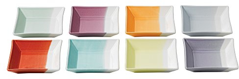 Royal Doulton 1815 1815TW25567 12cm Square Tray Mixed Set of 8, Porcelain, Brights