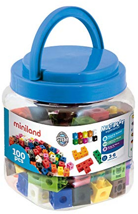 Miniland Bunte Steck Würfel 2 cm 100 Teile-95210