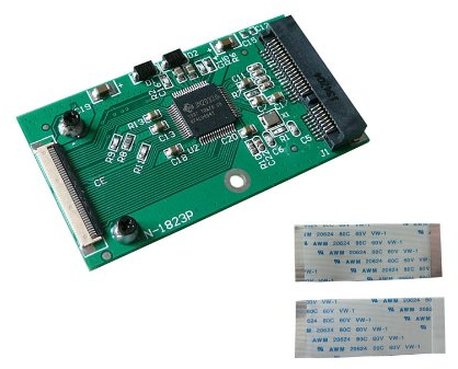 KALEA-INFORMATIQUE mSATA-auf-ZIF-40-Adapter mit mitgeliefertem Tischtuch, um EIN 40-Pin-ZIF-Laufwerk durch eine mSATA-SSD zu ersetzen.