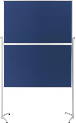 magnetoplan Moderationstafel klappbar Filz mit einklappbaren Standfüßen, inklusiv feststellbare Laufrollen, 120 x 150 cm, blau | Klappbar, Filz blau