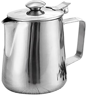 MagiDeal Tasse de Lait Mousse En Acier Inoxydable Art Pichet avec Couvercle Vaisselle Pot de Café Latte Argent - 350 ml