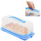 Relaxdays Porta Tartas Rectangular, Recipiente para Pasteles con Tapa, Cake Box, PP, 15 x 37 x 16 cm, Azul