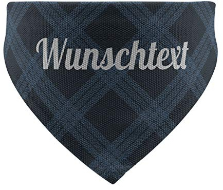 printplanet® - Hundehalstuch mit Name oder Text - Halstuch für Hunde - Layout Karomuster Blau - Größe S